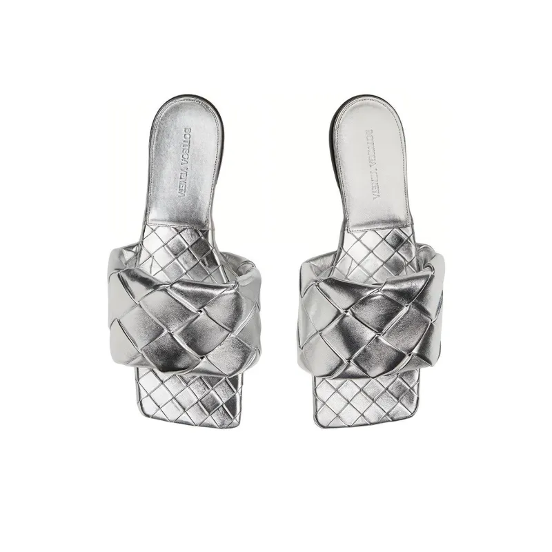 Bottega Veneta Lido Odor Resistant Slide Slippers Women's Silver-2