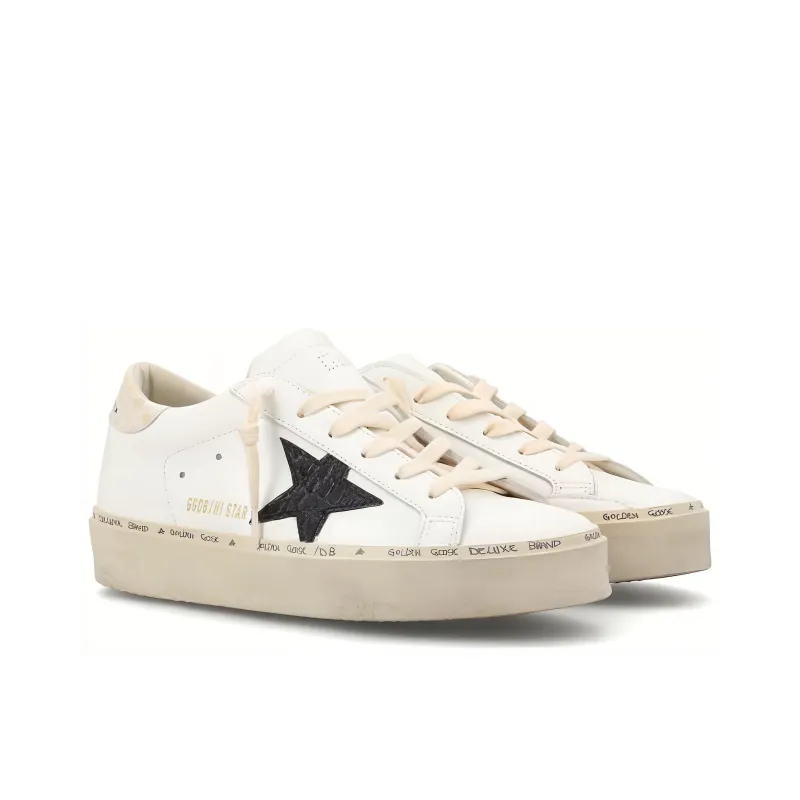 Golden Goose Hi Star White Black Star Women's-2