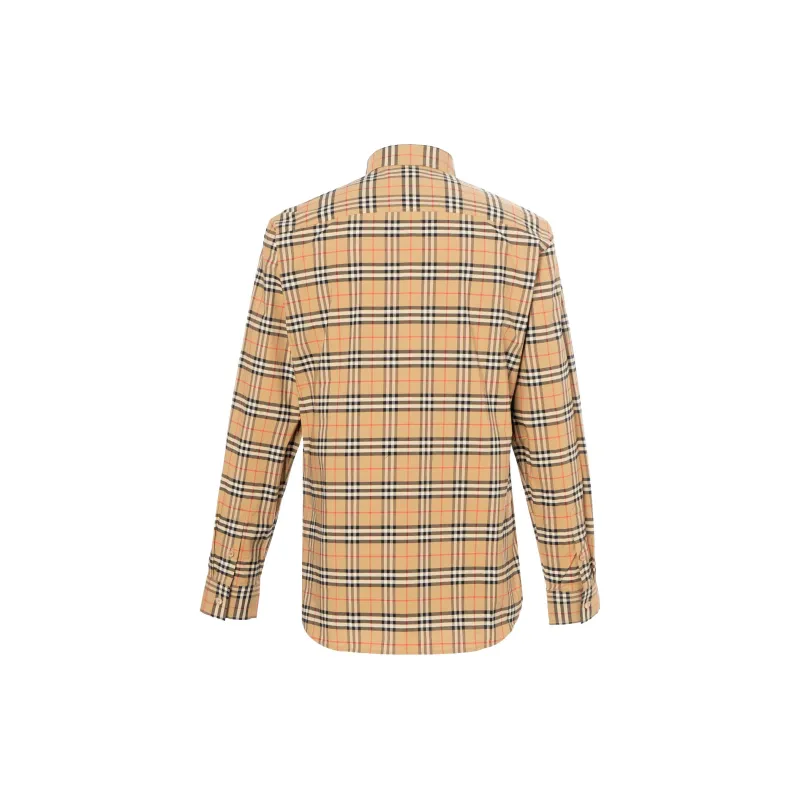 Burberry Men Small Scale Check Shirt Brown-1