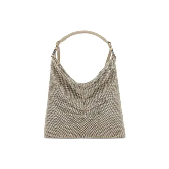 BENEDETTA BRUZZICHES Aluminum Patchwork Fabric Handbag, Shoulder Bag Women's Gold