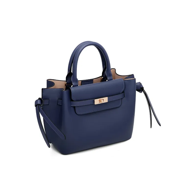 PIERPOLO Cow Leather Commute Birkin Bag Handbag Mommy Bag Shoulder Bag Crossbody Bag Regular Women's Blue/Khaki/Black-4