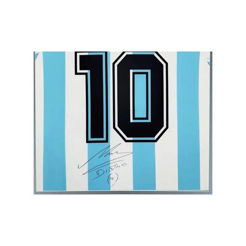 Three For Maradona 1986 World Cup Argentina Team Signed Soccer Apparel Jersey Framed With Certificate Collection-3
