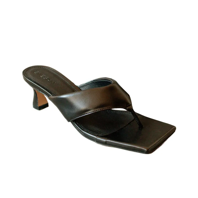 ALOHAS Abrasion-Resistant Slip-Resistant Flip Flops 6.5cm Women's Black-1