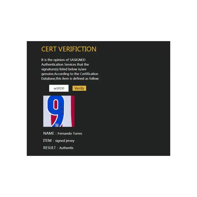 Three For Atletico Madrid Period, Torres, Autographed Jersey SA Certificate Framed-5