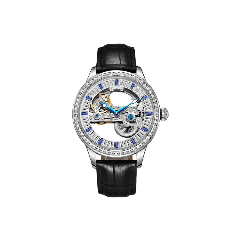 Dulunwe Automatic Mechanical Movement Genuine Leather Strap Watch Men's Watches White Dial-1