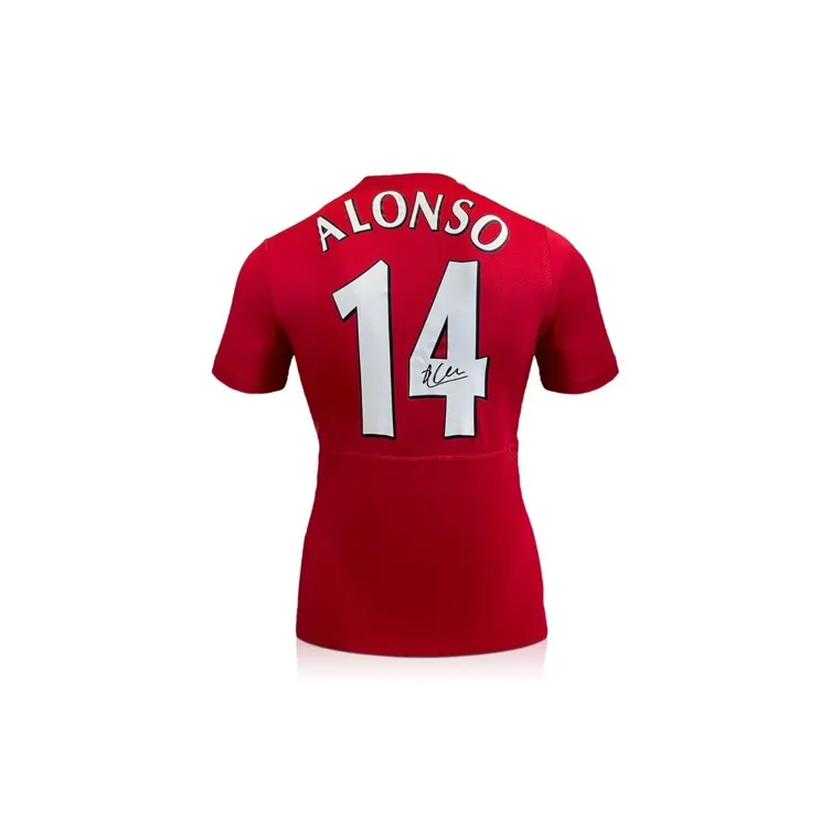 Three For Alonso, Autographed 2005 Liverpool Team Jersey EM Certificate, Professionally Framed-2