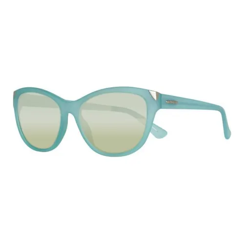 GUESS Acetate Titanium Stainless Steel Irregular Shape Sunglasses Women's Blue