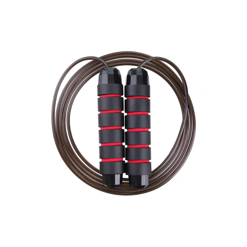 AMYUP Aerobic Fat Reduction Non Countable Jump Ropes Fitness Crowd Steel Wire Rope, Foam Controller 2.8m Black Red-2