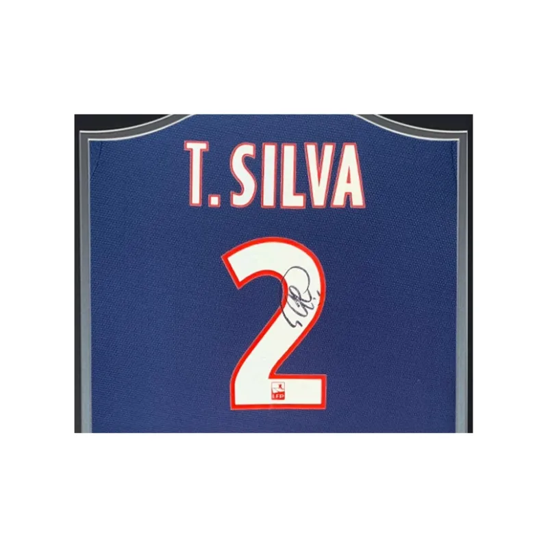 Three For Paris Saint Germain, Thiago Silva, Autographed Jersey, Includes Certificate, Framed-1