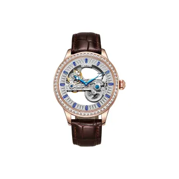 Dulunwe Automatic Mechanical Movement Genuine Leather Strap Watch Men's Watches White Dial