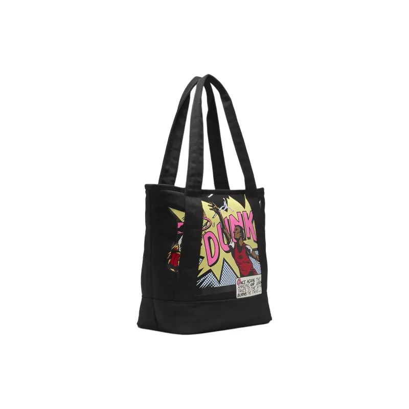 Jordan Cotton Tote Bag, Shopping Bag, Shoulder Bag, Handbag Unisex Black-1