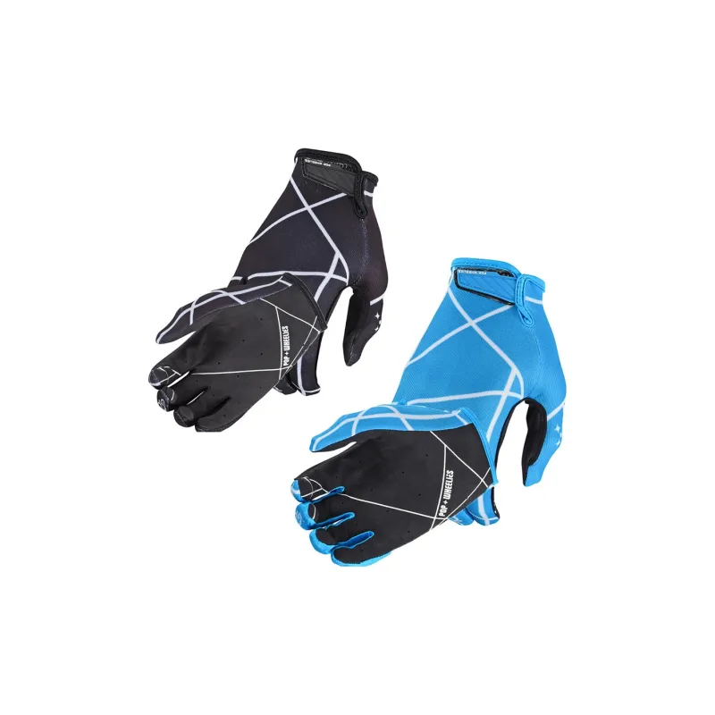 GXT Riding Equipment Cycling Glove Unisex Palm Microfiber Back Of Hand Twill Black Blue-2