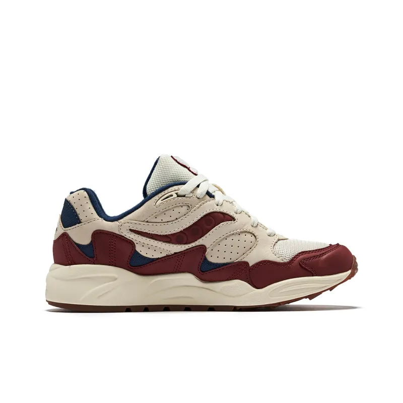 Saucony Wear Resistant Coverage Support Low Top Casual Shoes Unisex Beige Burgundy-1
