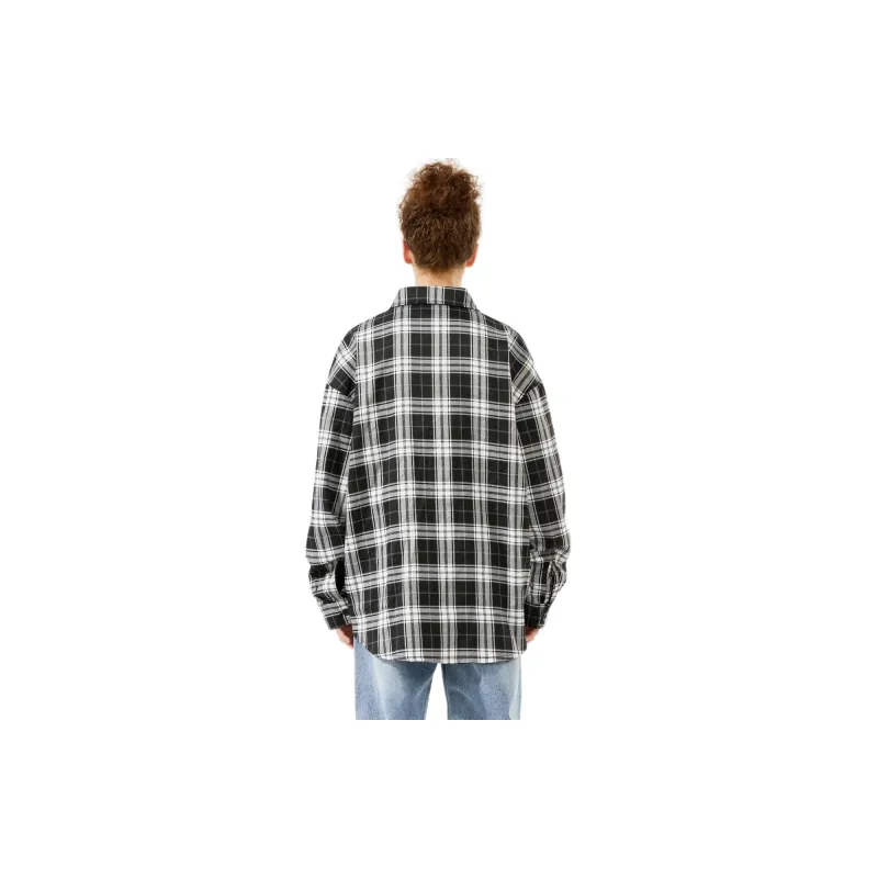 SIMPLE RIMLESS/SRME Shirt Unisex Black White Plaid-0
