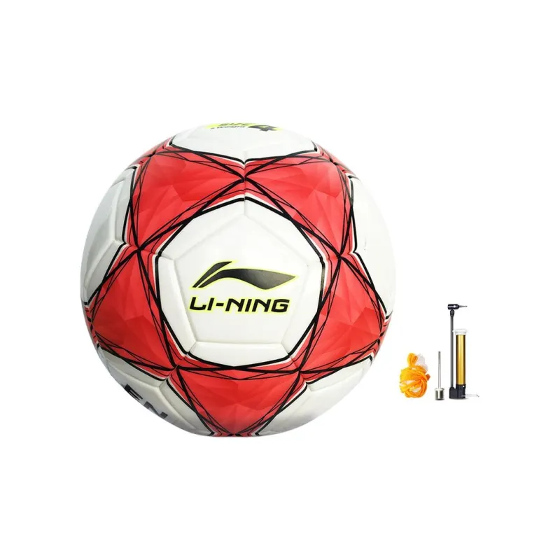 LiNing Size 5 Ball Soccer PVC Seamless Thermal bonding Kids' White Red-4
