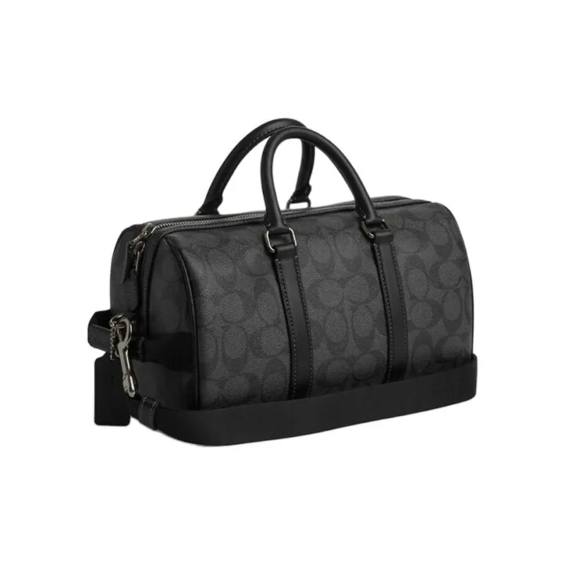 COACH Venturer Signature Coated Canvas With Smooth Calfskin Travel Bag Large Size Men's Black-1