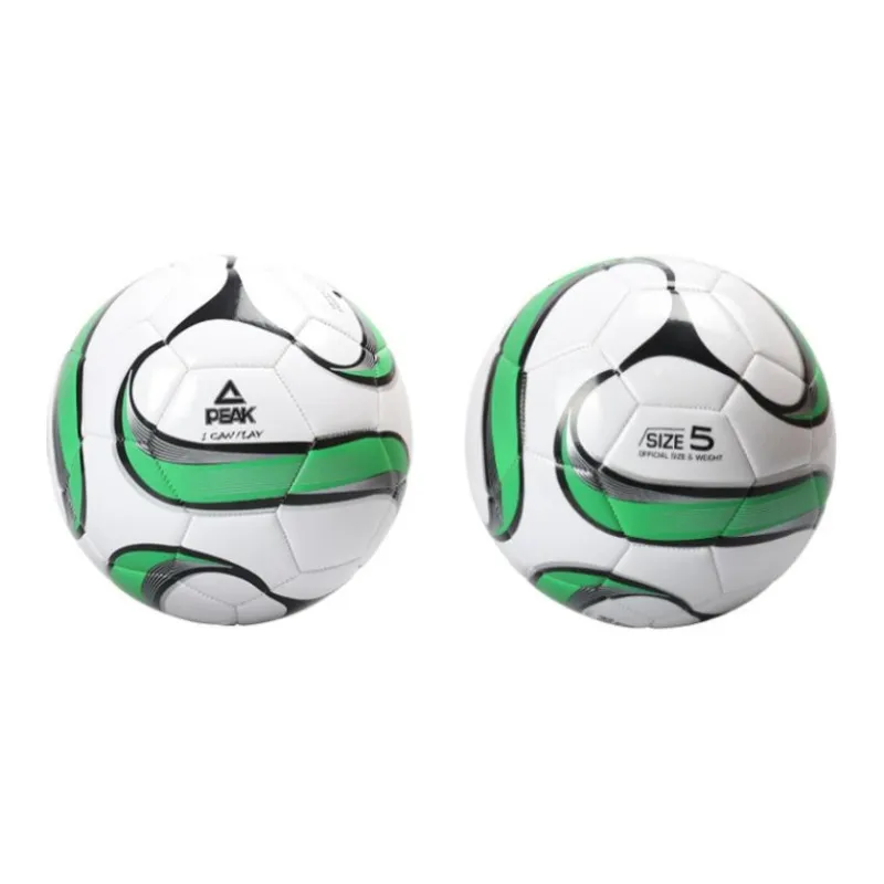 PEAK Size 5 Soccer PVC Machine Stitched Soccer Ball Unisex White Green-4