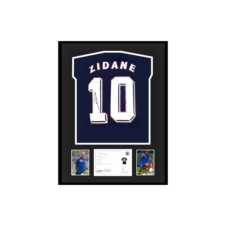 Three For Zidane, Autographed 2022 23 France Team Jersey EM Certificate, Deluxe Framed-1