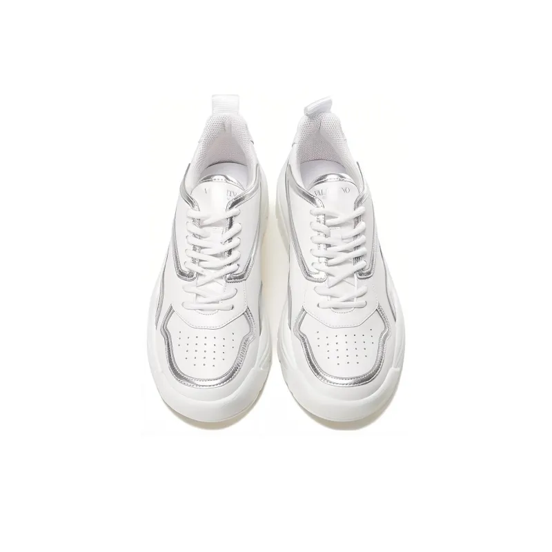 Valentino Gumaboy Low Top Sports Casual Shoes Men's White Silver-3