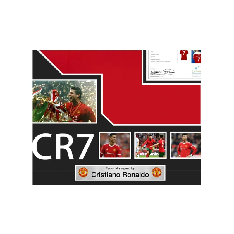 Three For Cristiano Ronaldo Ronaldo Personal Autograph Manchester United Jersey EM Certificate Framed-4