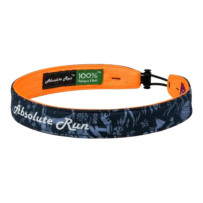 Absolute Run Sweatbands Elastic Running Marathon Yoga Fitness Pilates 58±4cm Dark Blue Orange-2