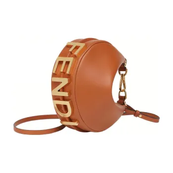 FENDI Fendigraphy Calfskin Crescent Bag Wrist Bag Mini Women's Brown