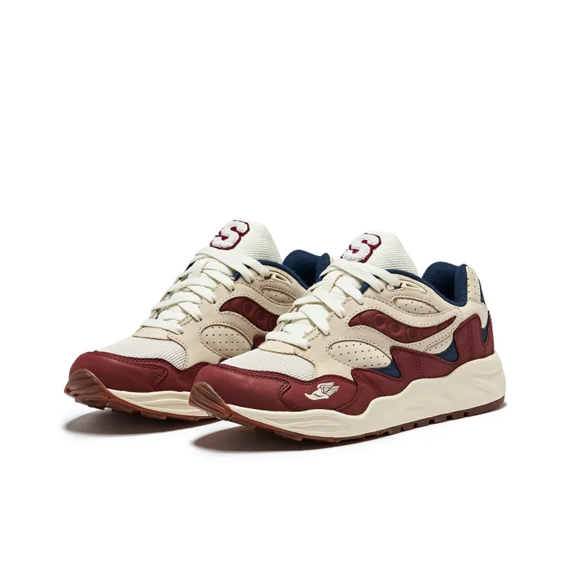 Saucony Wear Resistant Coverage Support Low Top Casual Shoes Unisex Beige Burgundy-2