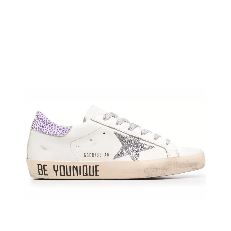 Golden Goose Super Star Low Top Stylish Skateboarding Shoes Women's White Purple Vintage Version-1