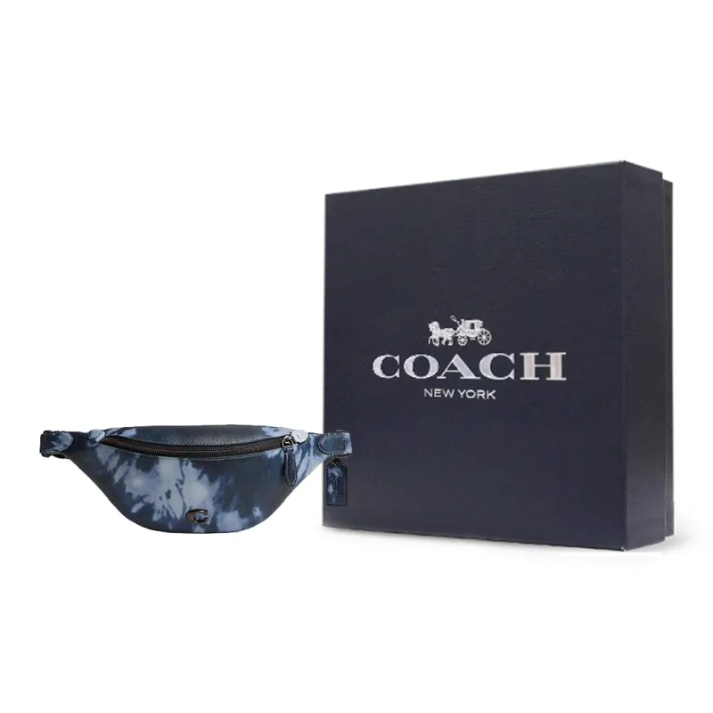 COACH Charter Cow Leather Fanny Pack Men's Midnight Blue & Marine Blue & Mixed Color-6