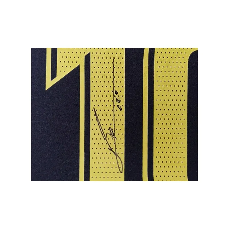 Three For Messi 20-21 Barça Signed Soccer Apparel Jersey Barcelona Away Framed With Certificate Of Authenticity-2