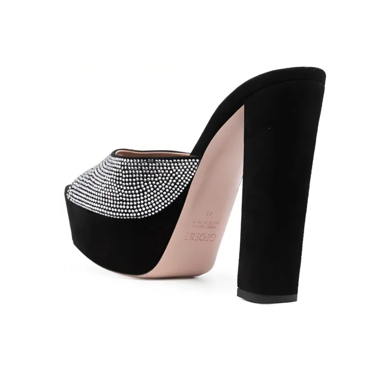 Gedebe Genuine Leather Sole Slide Slippers Women's Black-3