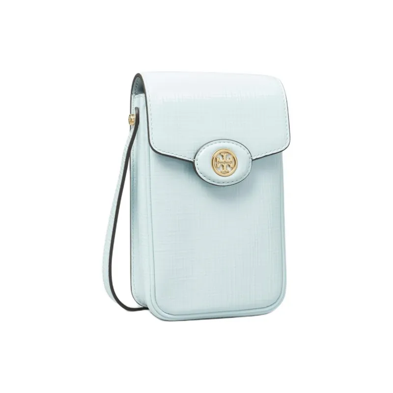 TORY BURCH Robinson Leather One Shoulder Crossbody Cell Phone Pouch Mini Women's Light Blue-1