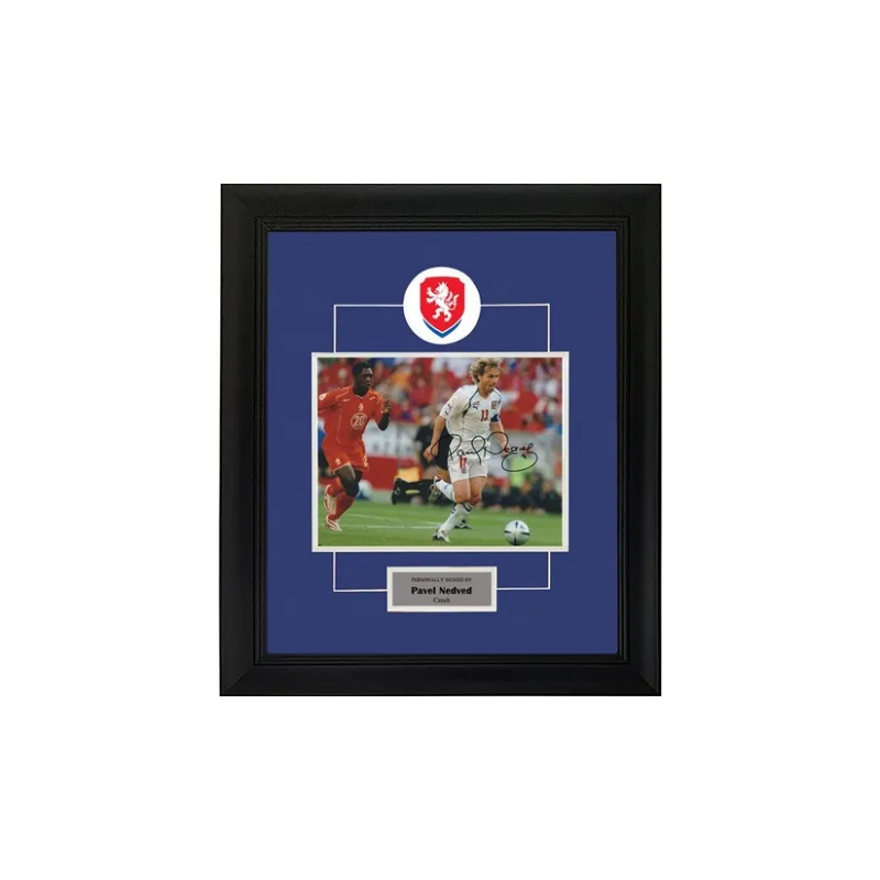 Three For Nedved Czech National Team Autographed Photo Framed Includes SA Certificate-1