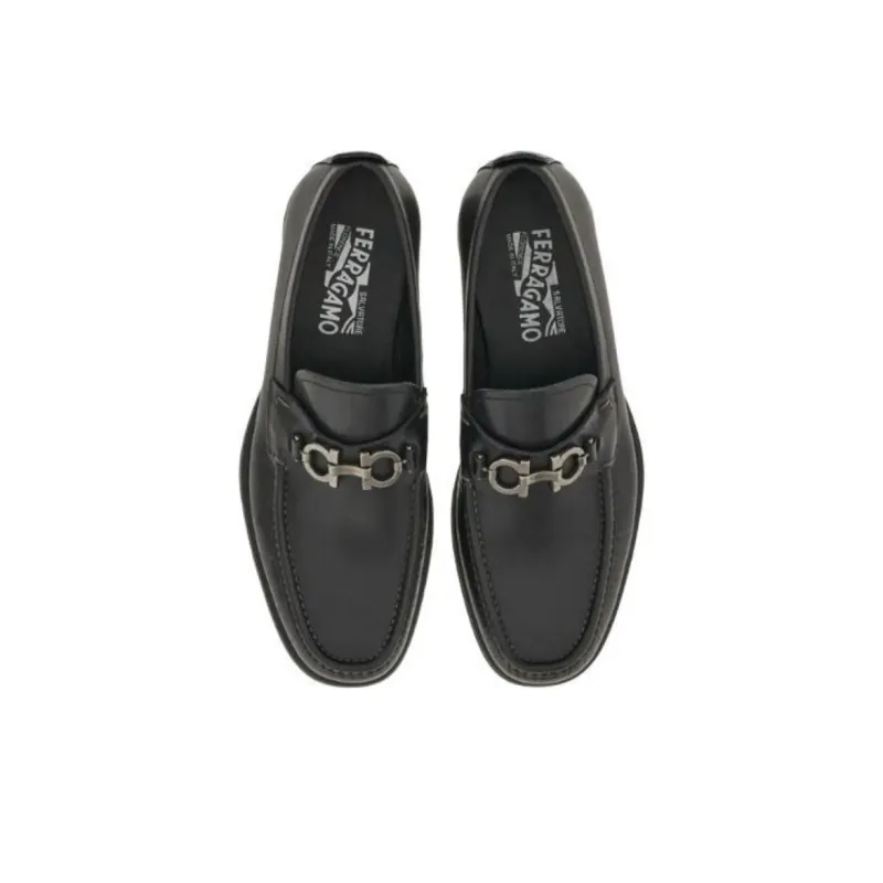 FERRAGAMO GANCINI Gancio Loafers Men's Black-4