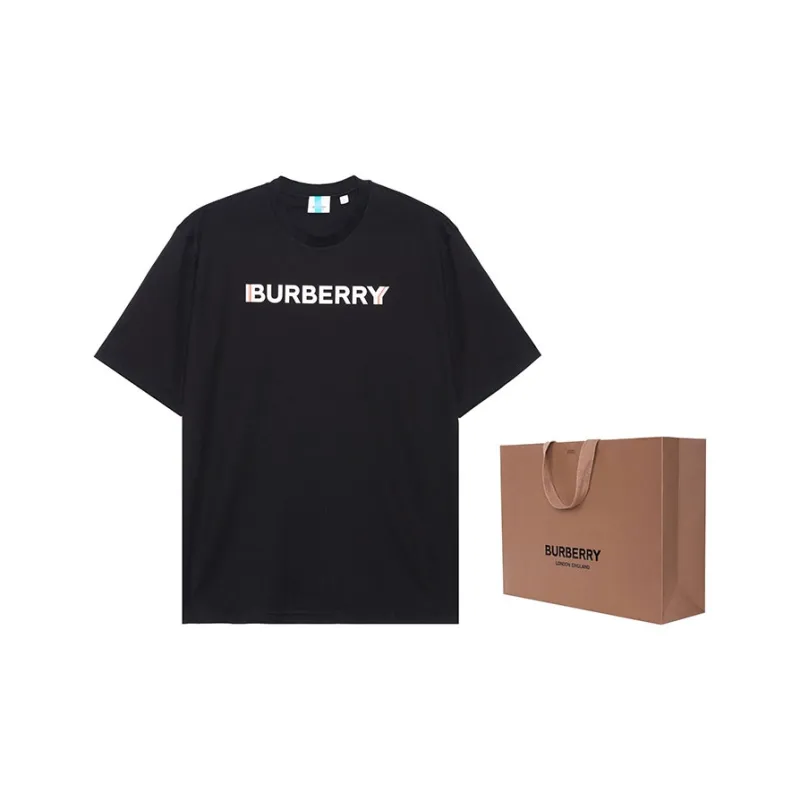Burberry Logo Print Cotton T-shirt Black-2