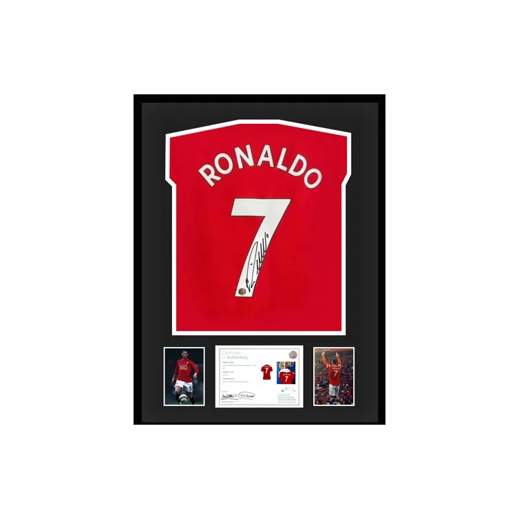 Three For Cristiano Ronaldo Ronaldo Manchester United Team Jersey EM Certificate Framed-1