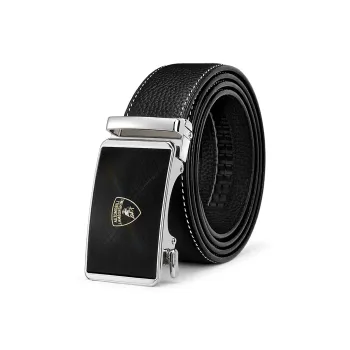 Automobili Lamborghini Cow Leather Belt, Fashion Casual, Premium Belt Men's Black Width 3.4cm Gift Box Set