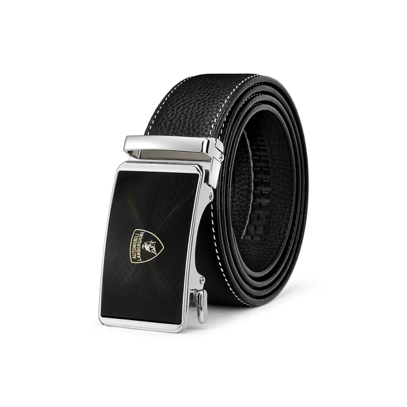 Automobili Lamborghini Cow Leather Belt, Fashion Casual, Premium Belt Men's Black Width 3.4cm Gift Box Set-0