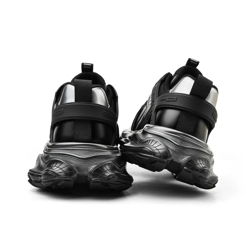 JEEP SPIRIT Slip Resistant, Breathable, Height Increasing Low Top Chunky Sneakers Men's Black-5