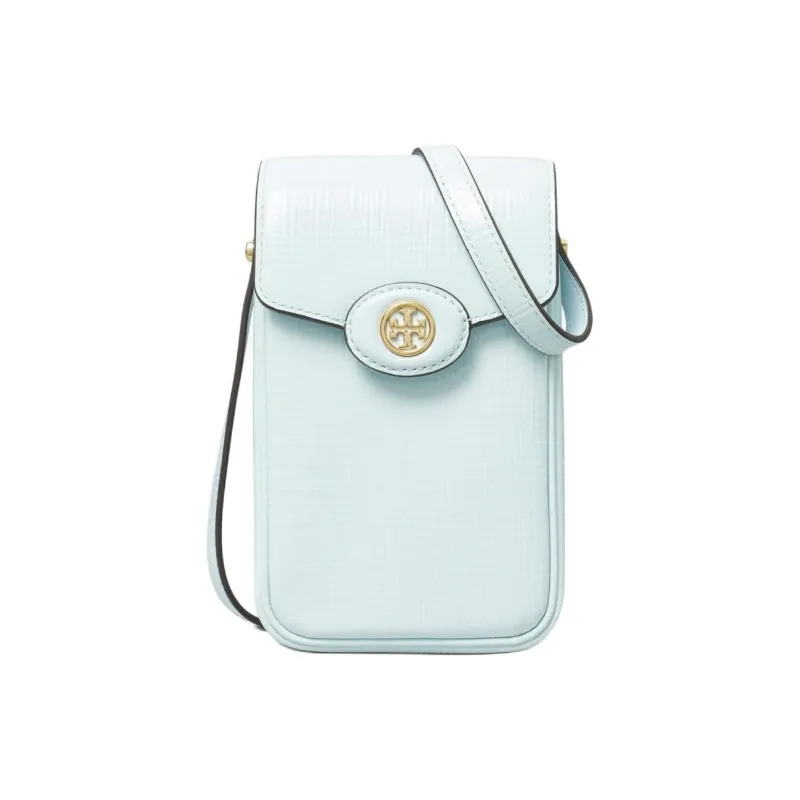 TORY BURCH Robinson Leather One Shoulder Crossbody Cell Phone Pouch Mini Women's Light Blue-0