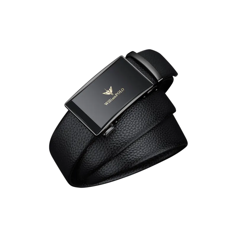 WilliamPOLO Cow Leather Leather Belts Men's Gunmetal Width  3.5cm-2