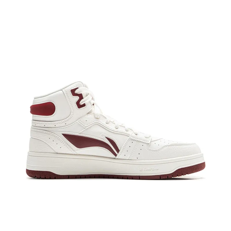 LiNing Tianji SOFT HI Anti Slip Wear Resistant Mid Top Skateboard Shoes Men's White Red-1