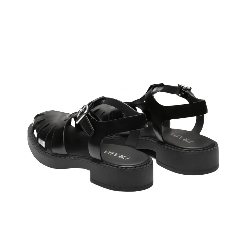 PRADA Triangle Logo Fisherman Sandals-4