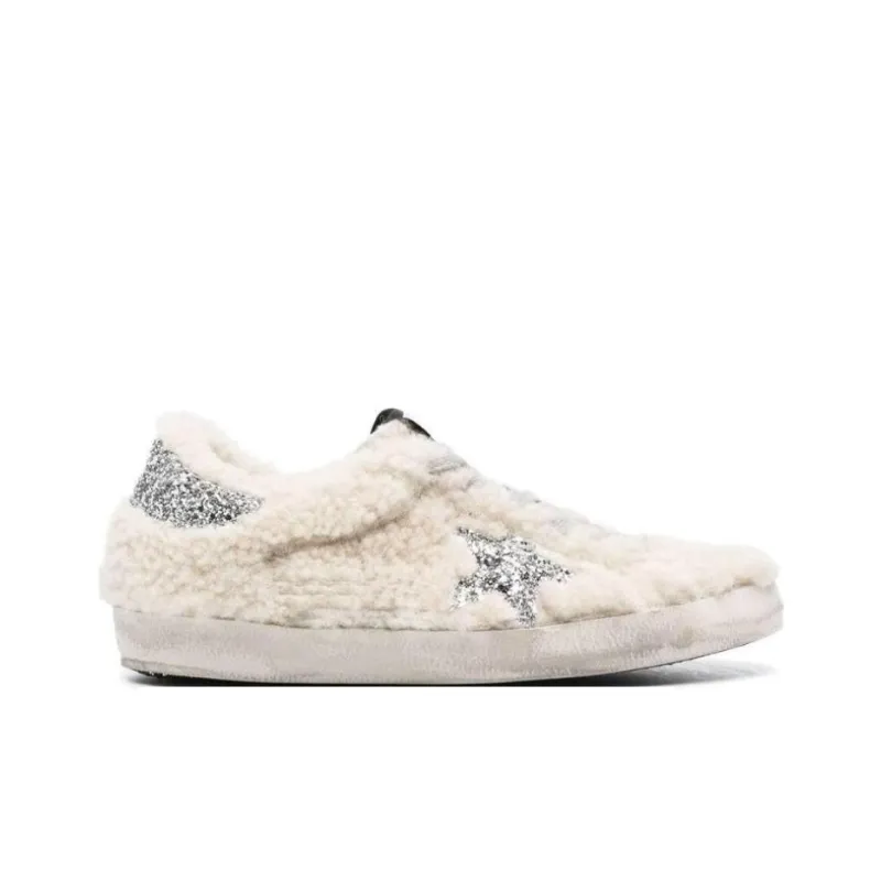 Golden Goose Shearling-panel Glitter Sneakers-1