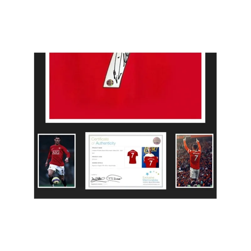 Three For Cristiano Ronaldo Ronaldo Manchester United Team Jersey EM Certificate Framed-3