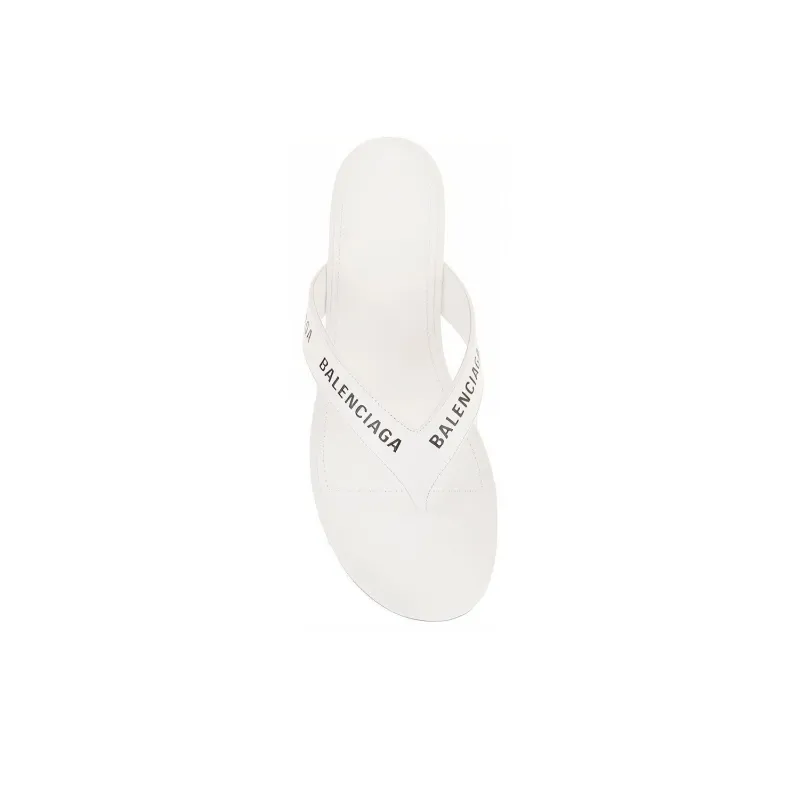 Balenciaga Women's Flip Flop Slides 'Allover Logo - White'-2