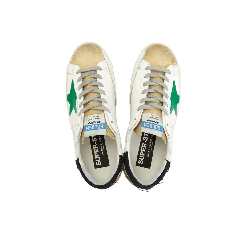 Golden Goose Super Star Low Top Stylish Skateboarding Shoes Men's White Green Vintage Version-3