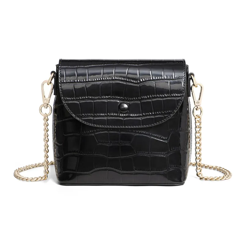COMELY Cow Leather With Synthetic Leather Crossbody Bag Small Size Women's Ecru/Black-5