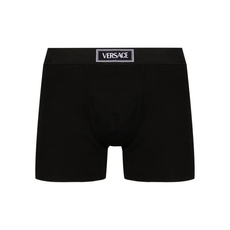 VERSACE 90s Logo Ribbed Long Boxers-0