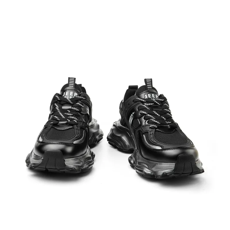 JEEP SPIRIT Slip Resistant, Breathable, Height Increasing Low Top Chunky Sneakers Men's Black-4
